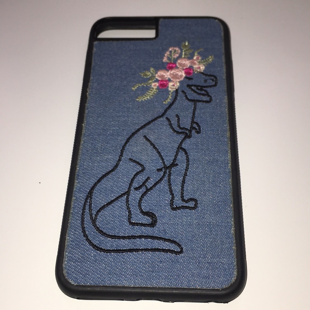 iPhone 6s+ Denim T-Rex w/ flowers embroidery case